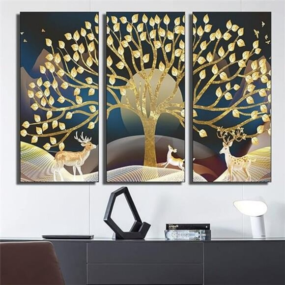 Golden Tree Wall Stickers Peel and Stick Vinyl Decals for Living Room Decor - Picture 8 of 8